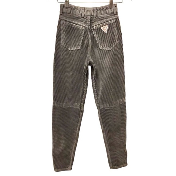 Guess 23x27 Vintage Corduroy High Rise Women’s Pants Wide Wale Gray Ankle Zips - Picture 1 of 9